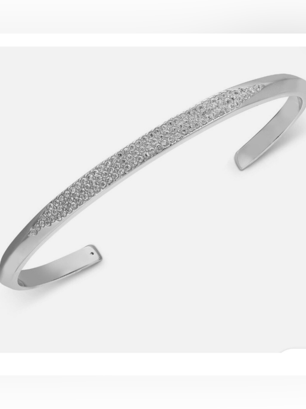 Kate Spade Silver Tone Raise The Bar Cubic Zirconia Pav Cuff Bracelet Nwot